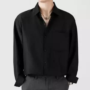 남자 여름 긴팔 셔츠 남방 블랙 검은 남성 와이셔츠