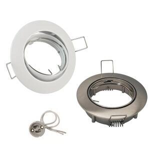 라운드 Recessed Led 천장 통 홀더 조정  각도 스포트 라이트 프레임 흰색 Gu10/mr16 기본 다운 램프 피팅