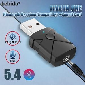 5in 1 USB 블루투스 5.4 수신기 송신기 무선 오디오 어댑터 사운드 카드 3.5mm Aux 음악 TV 컴퓨터 자동차