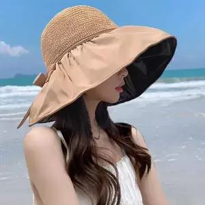 챙 모자 와이드챙 비치 바캉스 여성 밀짚 모자 여름 접이식 돌돌이