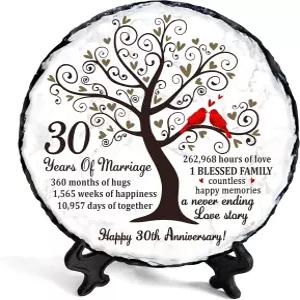 보즈스파서 펄 커플 슬레이트 플레이트 - 부모님과 위한 30주년 결혼 선물 독특한 디어 기념 장식 명판