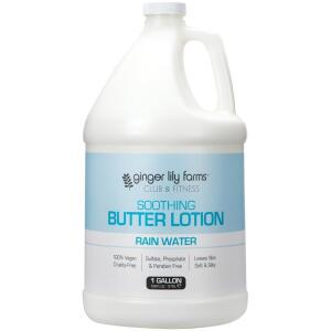 Ginger Lily Farms Club & Fitness 건성 피부용 수딩 버터 로션, 100% 비건 및 크루얼티 , 빗물 향, 3.8L(13갤런) 리필