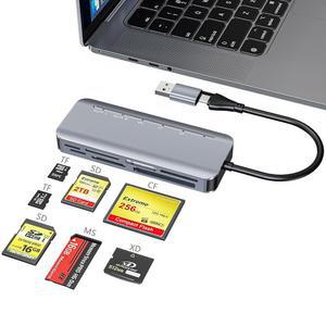 [미국배송] 7 IN 1 메모리 스틱 프로 듀오 카드 리더 SD /TF /CF /MS /XD 카드용 USB-C 멀티 폰용 태블릿 노트북 윈도우 리눅스 안드로이드 카메라 게임 트랙 카메라