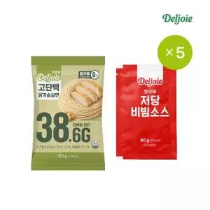 델쥬아 고단백 닭가슴살면 180g 5팩 + 저당비빔소스 90g 5팩