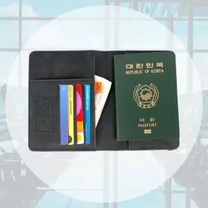 [하프클럽/]여행용 여권 케이스 가죽 지갑 진회색