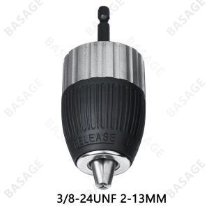 1.5-13mm 전기 드릴 척 열쇠가없는 자동 잠금 3/8-24UNF 드라이버 도구 액세서리 어댑터 충격 육각 섕크