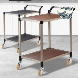 모던한 월넛 수납 카트 다용도 주방 트롤리 서빙카 써빙카트 써빙카 주방카트 주방웨건