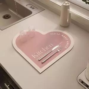 하트 키친 매트 4컬러 주방 인테리어 물기 흡수 주방매트 주방물기제거 하트매트