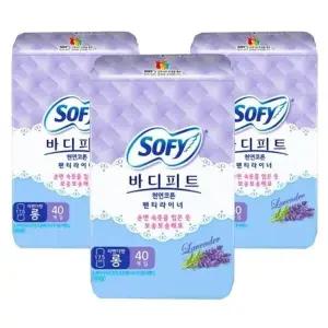 쏘피 바디피트 천연코튼 팬티라이너 라벤더향 롱 40Px3팩