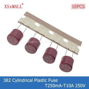 10PCS 382 원통형 플라스틱 퓨즈 T250mA 0.5A 1A 2A 3.15A 4A 5A 6.3A 8A 250V LCD TV 전원 보드 일반적으