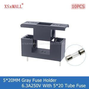 10PCS 5x20MM 퓨즈 홀더 6.3A250V 회색 및 커버 블록 튜브 퓨즈가 PCB 패널 장착 퓨즈베이스