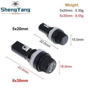 5Pcs 5x20mm 6x30mm 유리 퓨즈 홀더 TZT 5x20 6x30 uranceTube 소켓 보험 패널 마운트