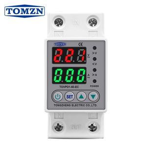TOMZN DIN 레일 110V 230V AC 조정 가능 과전압 저전압 보호 장치 릴레이 모니터 전류 제한 40A 63A 80A