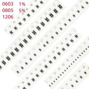 100피스 1% 0603 0805 1206 SMD 저항기 0R  10M 14W 82 150 22 330 옴 51K 56K 62K 68K 75K 91K