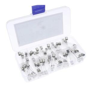 50Pcs 10 값 6x30mm T1A 2A 3A 3.15A 5A 6.3A 8A 느린 블로우 유리관 퓨즈 모듬 키트