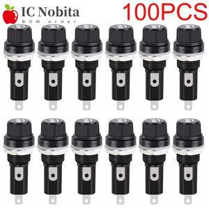 100PCS 5x20mm 6x30mm 유리 퓨즈 홀더 보험 튜브 소켓 검정색 스크류 캡