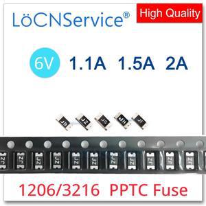 1000PCS 1206 SMD 퓨즈 6V 1.1A 2A 1100mA 2000mA PPTC PolySwitch 자체 복구 재설정 가능