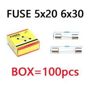100PCS 5x20 6x30 유리 퓨즈 고속 250V 0.1A 1A 2A 3A 3.15A 4A 5A 6A 7A 8A 고속 블로우