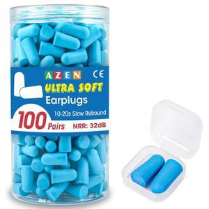 AZEN 100쌍 이어플러그 벌크, 수면 소음 제거용 NRR 32dB 소프트 폼 이어플러그, 수영 소음 감소를 촬영하는 콘서트용 이어플러그(레이크 블루)