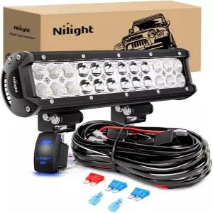 Nilight - ZH084 LED 라이트 바 12인치 72W 스팟 플러드 콤보 오프 로드 12V 5핀 로커 스위치 배선 하네스