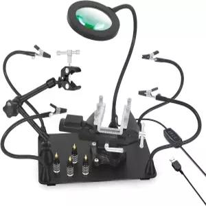 헤비 듀티 금속 작업대 바이스 5배 확대 램프가 있는 PCB 회로 기판 홀더 360 열기구 납땜 스테이션용