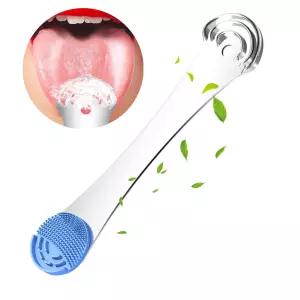 성인 및 용 무섹 혀 스크레이퍼 내구성이 뛰어난 식품 2등급 실리콘 브러시 1개와 100 스테인리스 스틸