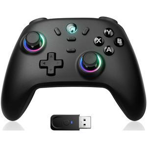 ECHT파워 무선 PC 게이밍 컨트롤러 - 홀 효과 조이스틱, 2.4G 및 유선 1000Hz 폴링 속도, 800mAh 배터리, 조절 가능한 터보 / 진동 - PC / 스위치 / iOS / Android용
