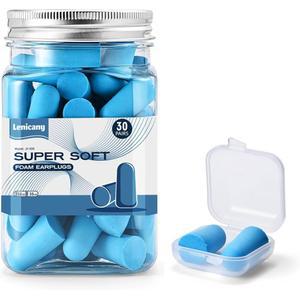 레니캐니 30쌍 소프트 폼 이어플러그, 32dB 일회용 사운드 차단 소음 차단 이어플러그 수면 / 콘서트 라우드 음악 / 슈팅 건 / 작업 건설, 청력 안전 보호 (파란색)