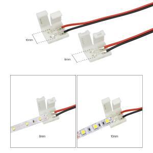 28355050 LED 스트립 라이트 커넥터 솔더리스 파워 와이어 PCB 리본 15cm 2 핀 8mm 10mm 10 개
