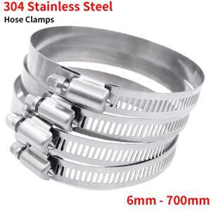 2/10pcs 조정 가능 호스 클램프 304 스테인레스 스틸 후프 6mm-600mm 스크류 밴드 자동차 연료 파이프 클립