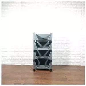고품질 적층식 수납박스(4단)-그레이-고정형 적층식수납박스 수납박스 공간박스 수납용박스 W07C39C
