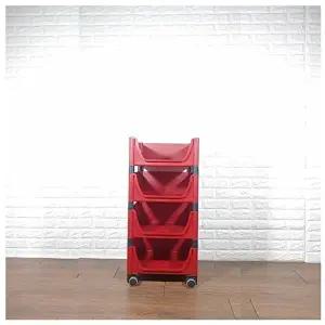 고품질 적층식 수납박스(4단)-레드-로라형 적층식수납박스 수납박스 공간박스 수납용박스 W07C3A4