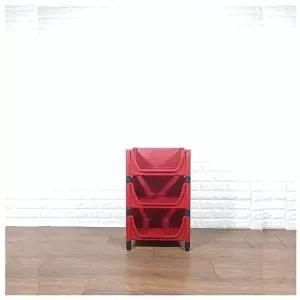 고품질 적층식 수납박스(3단)-레드-고정형 적층식수납박스 수납박스 공간박스 수납용박스 W07CC21