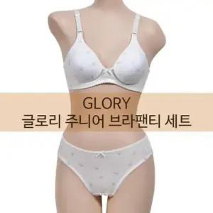 (글로리)사랑스러운 러브패턴 주니어 3단계 A컵 브라팬티 세트