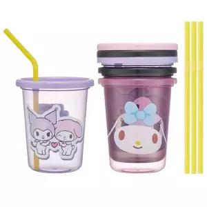 [에이치플러스몰]스트로우 텀블러 3개 320ml 마멜쿠로미 1세트 빨대컵 어린이집빨대컵