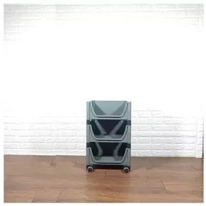고품질 적층식 수납박스(3단)-그레이-로라형 적층식수납박스 수납...