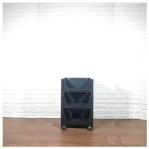 고품질 적층식 수납박스(3단)-블랙-로라형 적층식수납박스 수납박...