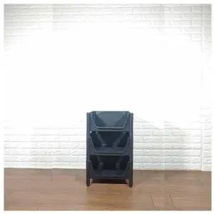 고품질 적층식 수납박스(3단)-블랙-고정형 적층식수납박스 수납박...