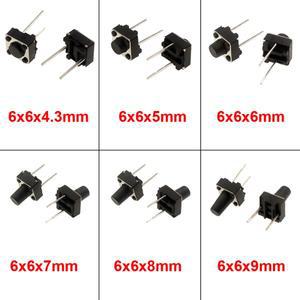 2050100Pcs 마이크로 촉각 스위치 순간 택트 DIP 2Pin 6x6mm 터치 푸시 버튼 높이 5mm 7mm 8mm 9mm
