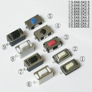 50PCS 4x63x6mm H 2.5mm 2Pin 촉각 푸시 버튼 스위치 전화 SMD 마이크로 순간 PCB 장착