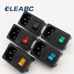 황동 부품! 5 개! 10A 퓨즈 포함! 다색 로커 스위치 융합 IEC 320 C14 인렛 전원 소켓 AC