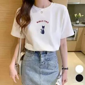 고양이티 스포츠반팔 반팔 여름반팔 여성티셔츠 여름 빅사이즈반팔티 데일리티