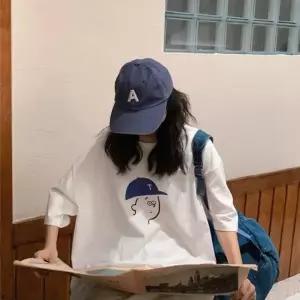롱티셔츠 얼굴 빈티지 데일리 반팔티 반팔 캐주얼 박스반팔티 포인트 티셔츠