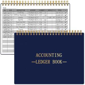 HAUTOCO ACCOUNTING LEDGER BOOK A5 수평 중소기업용 비용 2인치 2CM 노트북 블루 로그 네이비 16 도서 21 개인 추적용 추적기 재무 저널 주택 예산 원장