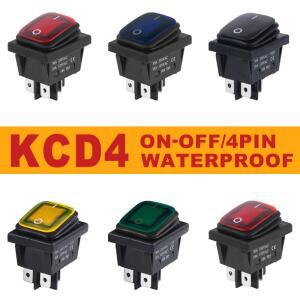 2Pcs 12V 220V 방수 로커 스위치 KCD4 16A 4Pin ONOFF 인감 자동차 보트 버튼 LED 빛