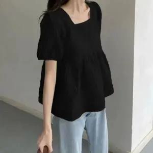 은창퍼프 스퀘어넥 에이라인 반팔 티셔츠 봄 여름 가을 상의 여름 퍼프 반팔 상의 티셔츠 셔츠 비치 휴가