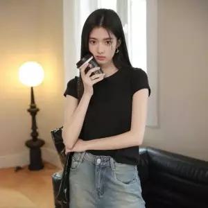 이너반팔티 소매 심플 반 기본티셔츠 여자반팔 반팔티셔츠 무지 캡