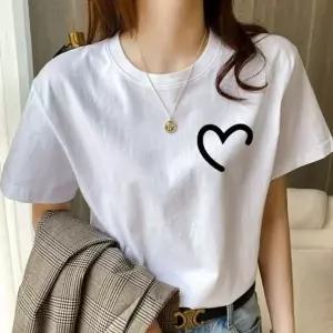 반팔티셔츠 데일리 여자 여성면티 반팔티 여성반팔 반소매티셔츠 하트 면