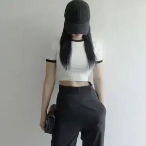 2컬러 코튼 배색 반팔 크롭티 OSM-1006518