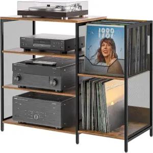 코티지 참 대형 레코드 플레이어 스탠드 테이블 비닐 홀더 최대 150PCS AV 미디어 스테레오 캐비닛 선반 랙